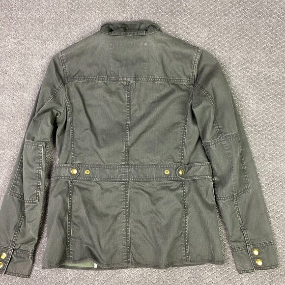 J. CREW Relaxed Boyfriend Field Jacket Women's XS Green Cotton Military Gorpcore - Picture 4 of 12